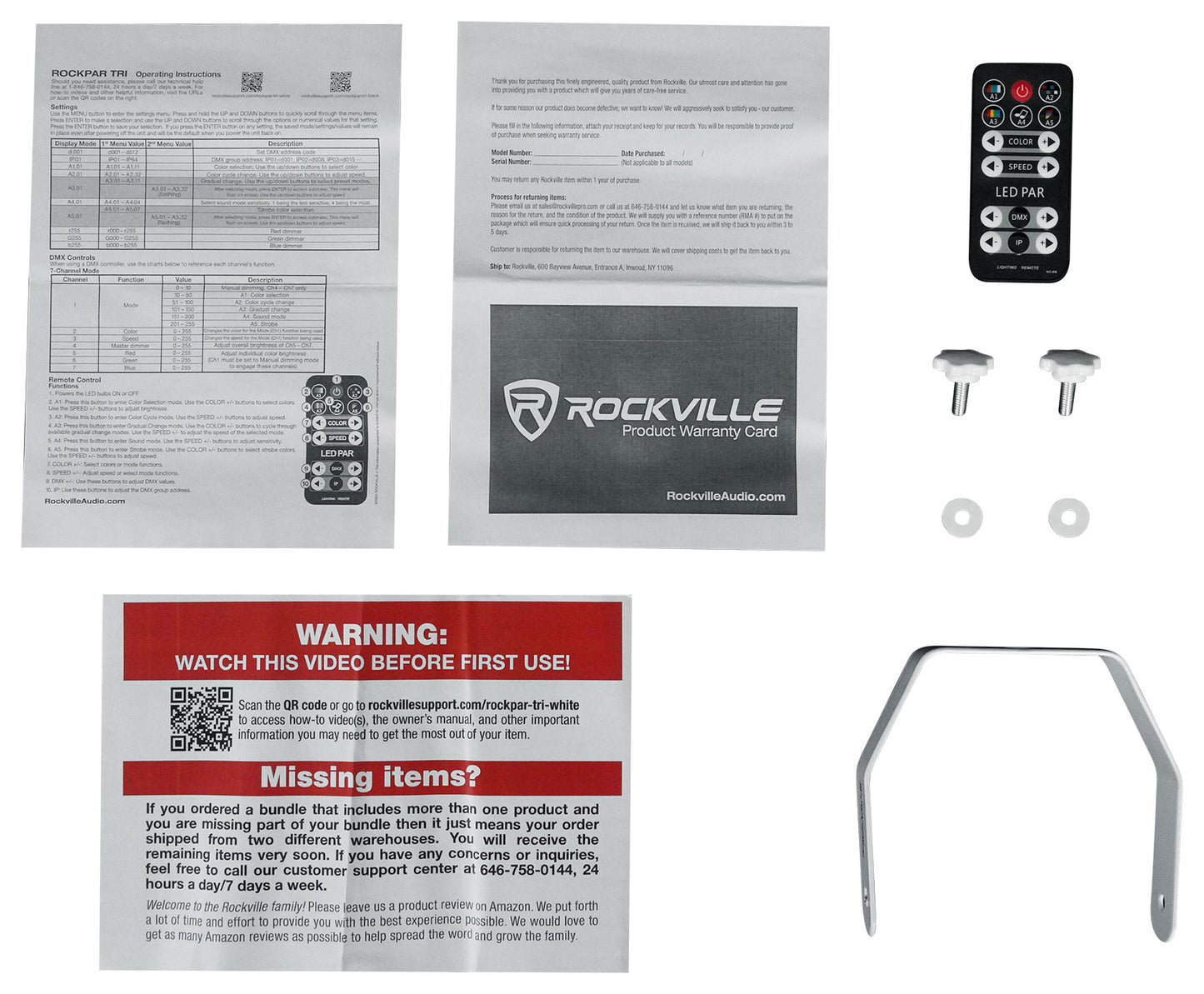 RockPAR TRI White 4-Pack + DMX Cables Bundle