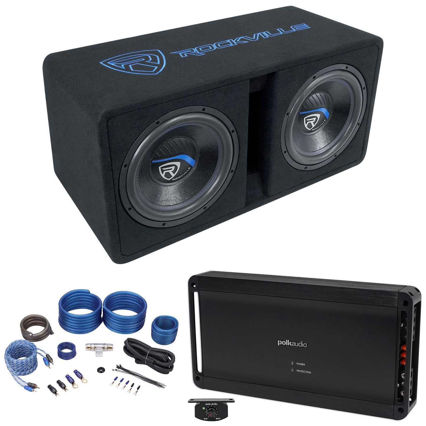 DV12 K5 Dual 12 1-Ohm 2-Pack + Polk PAD1000.1 Amplifier Bundle