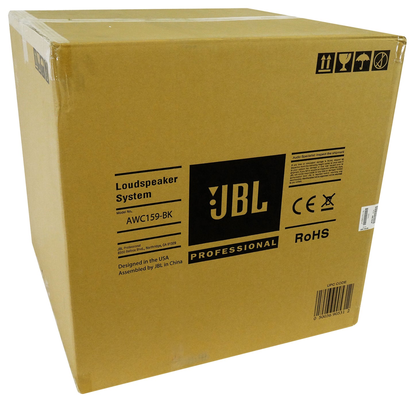 2) JBL AWC159 15" Indoor/Outdoor 70V Black Surface Mount Commercial Speakers+Amp