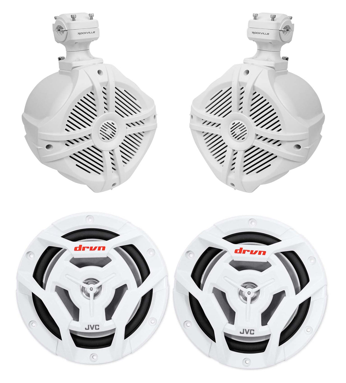 RWB70W White + JVC 6.5" Marine Speakers Bundle