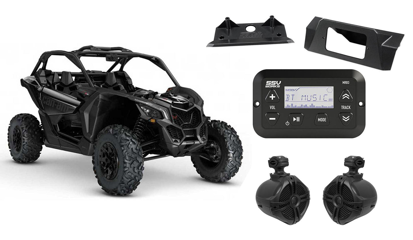 Can-Am Maverick X3 Digital Media Bluetooth Receiver+Kit+(2) 6.5" Tower Speakers
