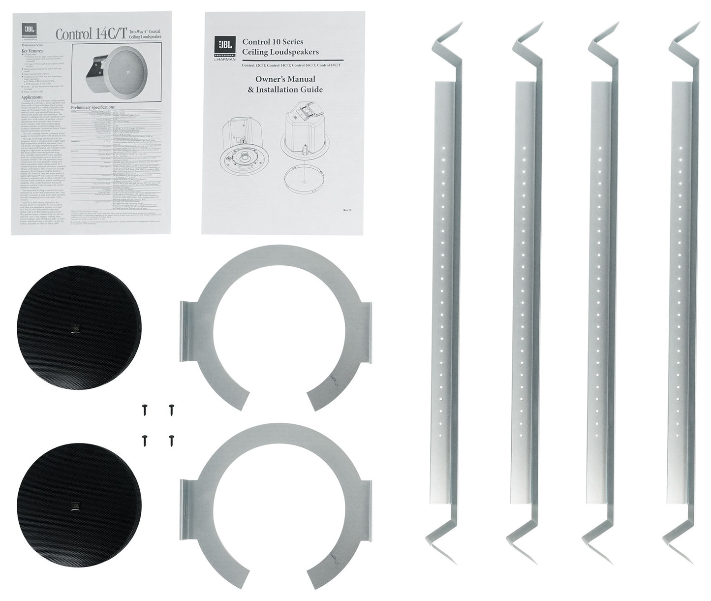 CONTROL 14C/T Black 4-Pack + RCS180-6 6-Zone 180W Amp Bundle
