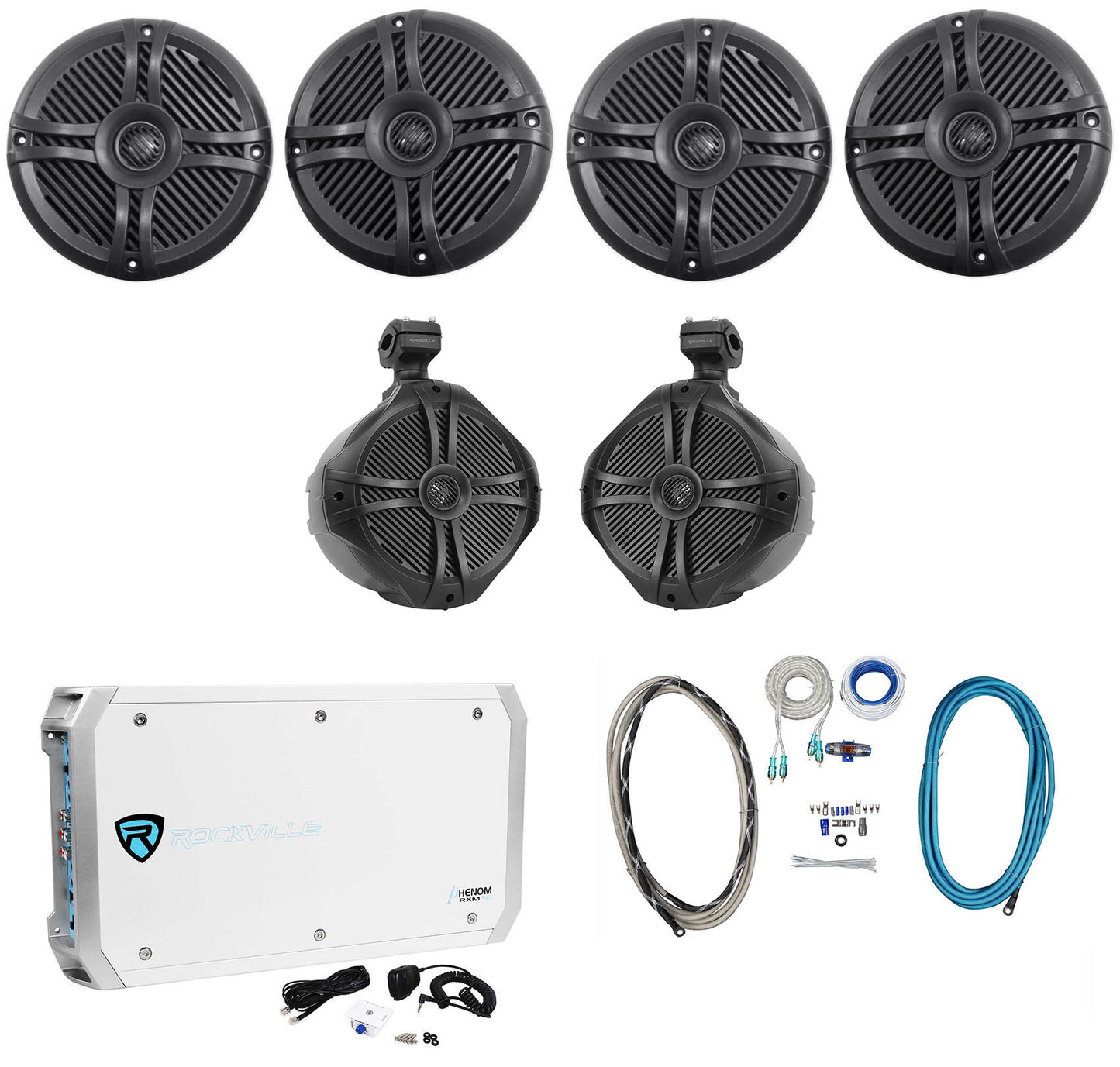 RMSTS65B 6.5" Speakers 2-Pair + RWB90B 8" Wakeboards + RXM-S6 Amp + RMWK4 Bundle