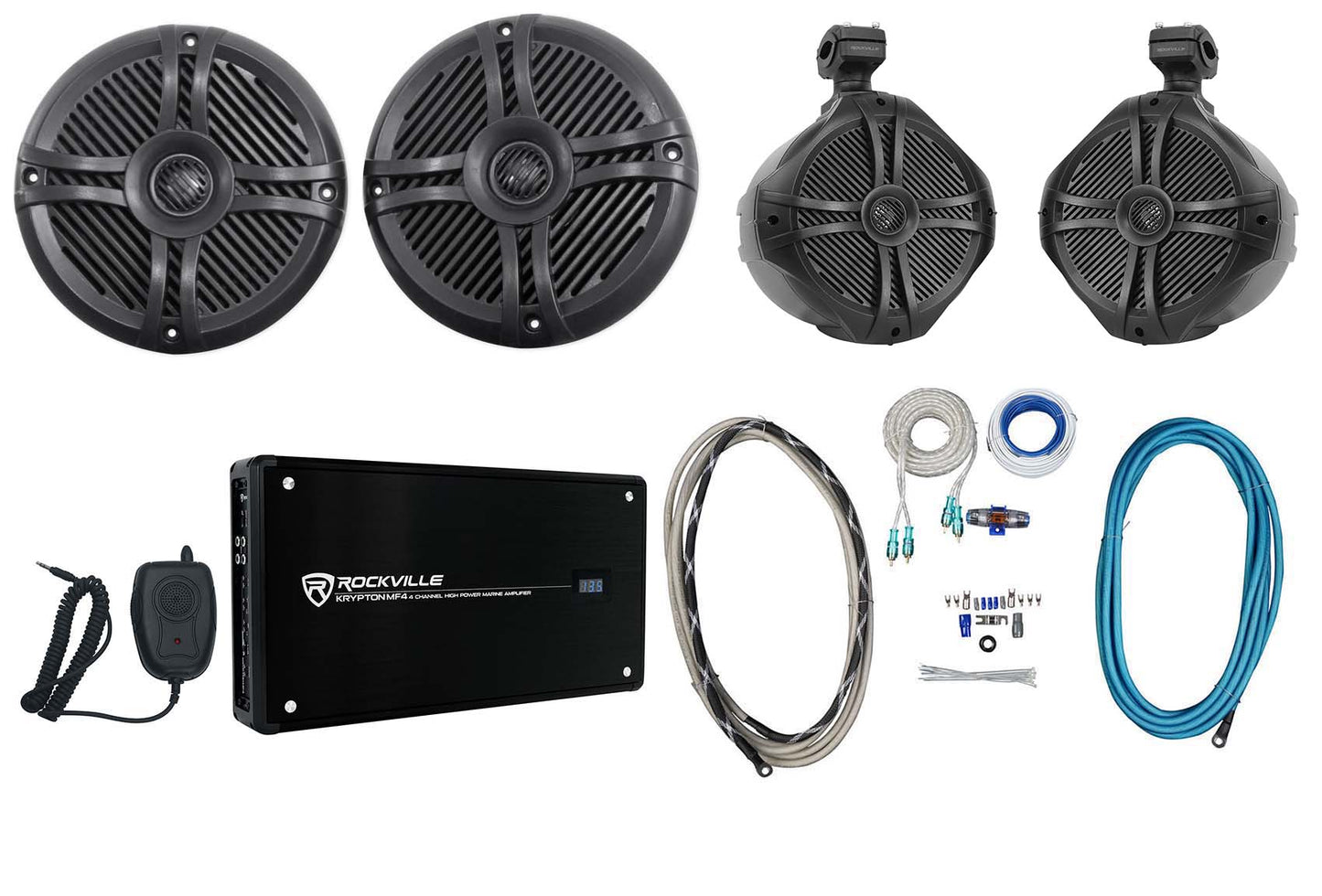 RMSTS65B Black 6.5" Marine Speakers 2-Pack + RWB90B 8" Tower Speakers Bundle