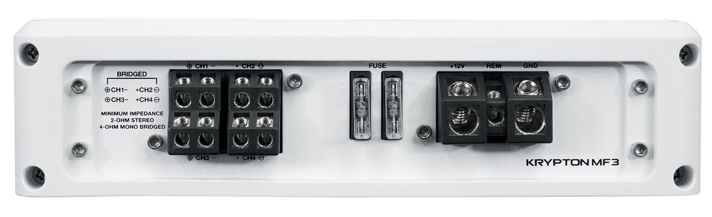 KRYPTON MF3 White Marine Amplifier + RMWK4 Marine Wire Kit Bundle