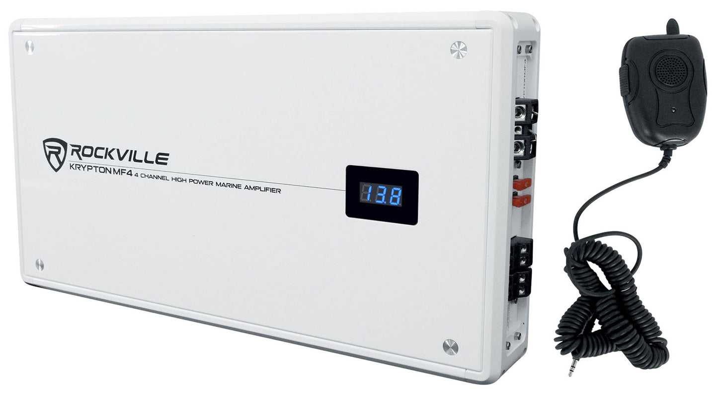 KRYPTON MF4 White Marine Amplifier + RMWK4 Wiring Kit Bundle