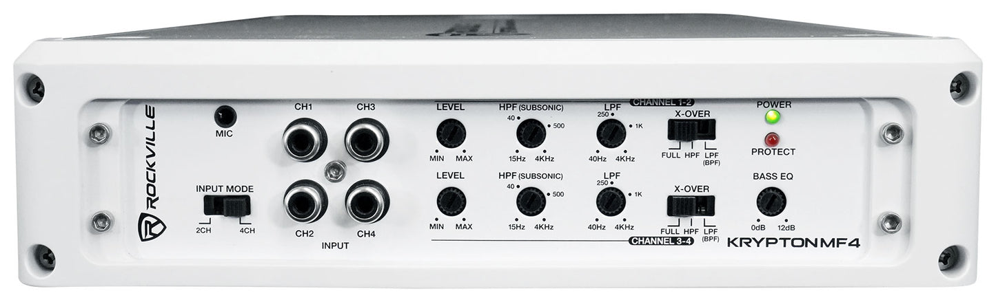KRYPTON MF4 White Marine Amplifier + RMWK4 Wiring Kit Bundle