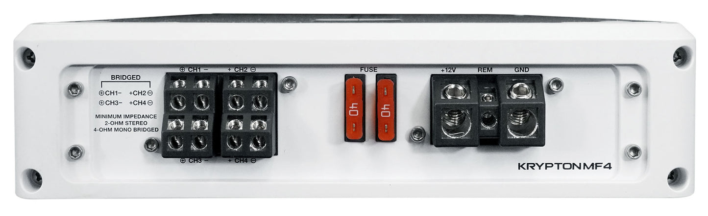 KRYPTON MF4 White Marine Amplifier + RMWK4 Wiring Kit Bundle