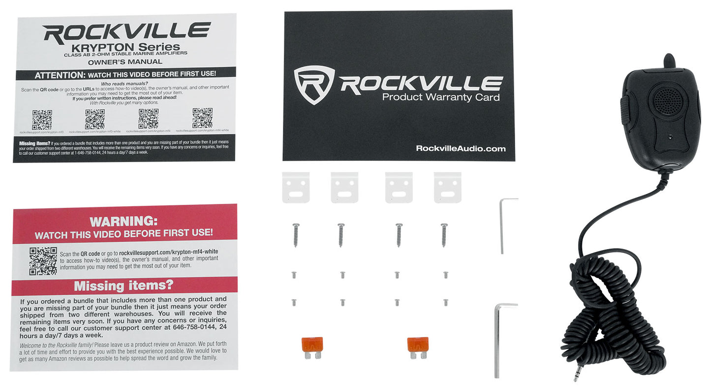 KRYPTON MF4 White Marine Amplifier + RMWK4 Wiring Kit Bundle