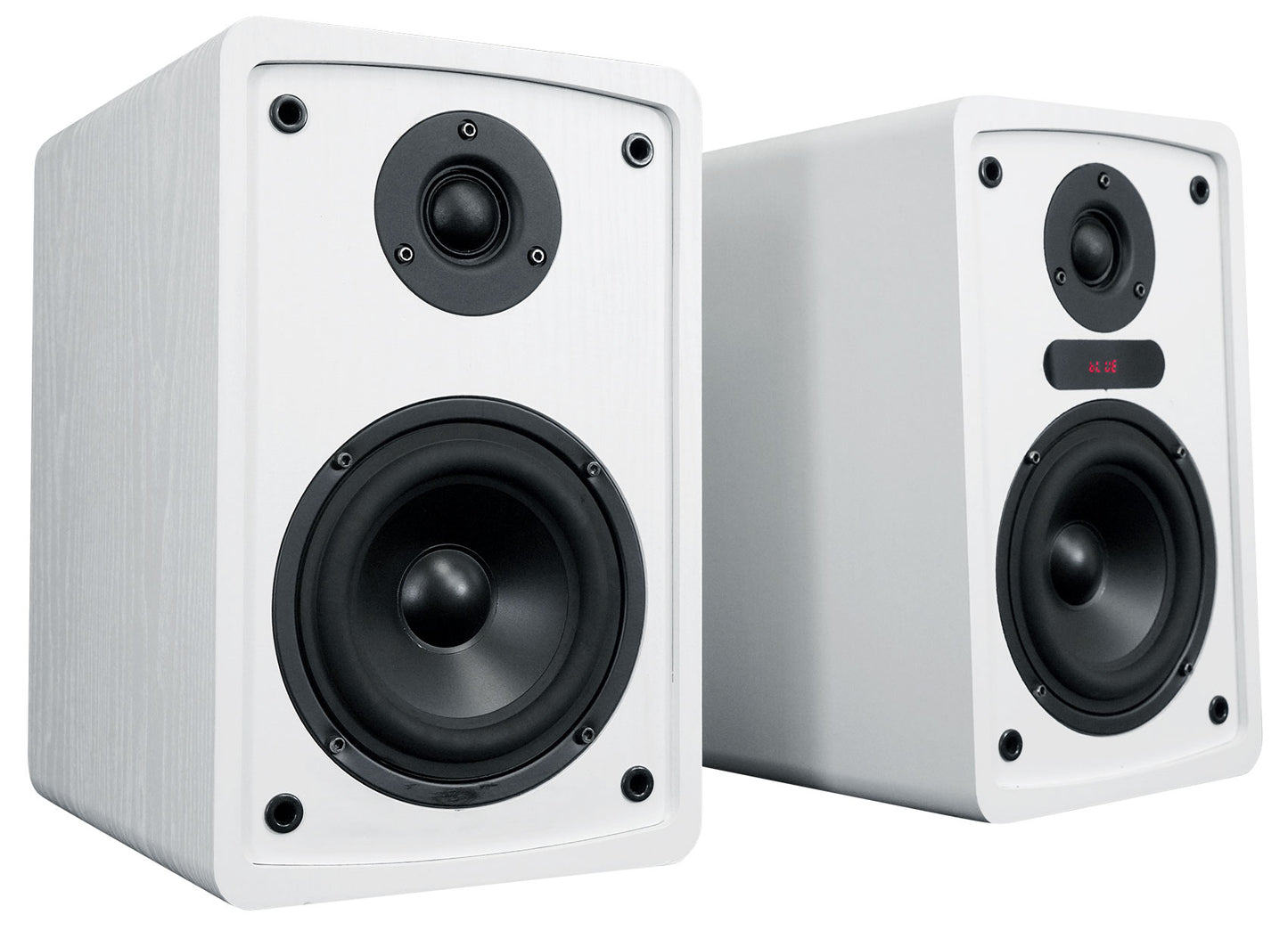 ELITE-5W White + RS37W White Stands + Rock Shaker 8 Bundle