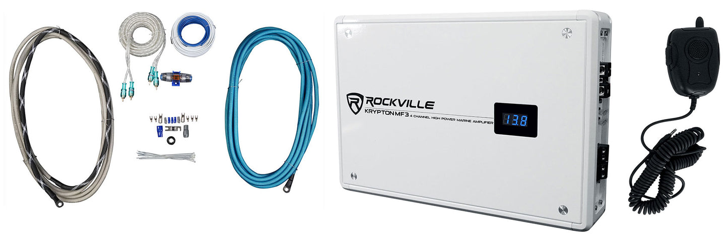 KRYPTON MF3 White Marine Amplifier + RMWK4 Marine Wire Kit Bundle