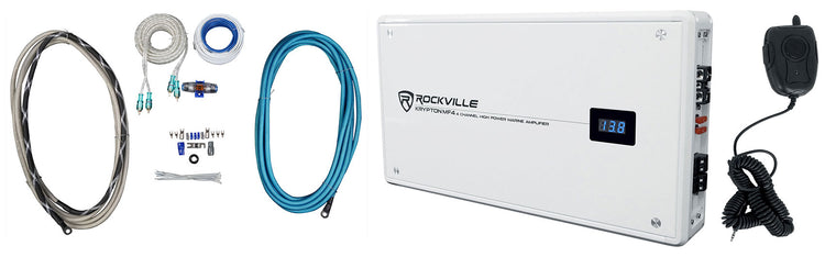 KRYPTON MF4 White Marine Amplifier + RMWK4 Wiring Kit Bundle