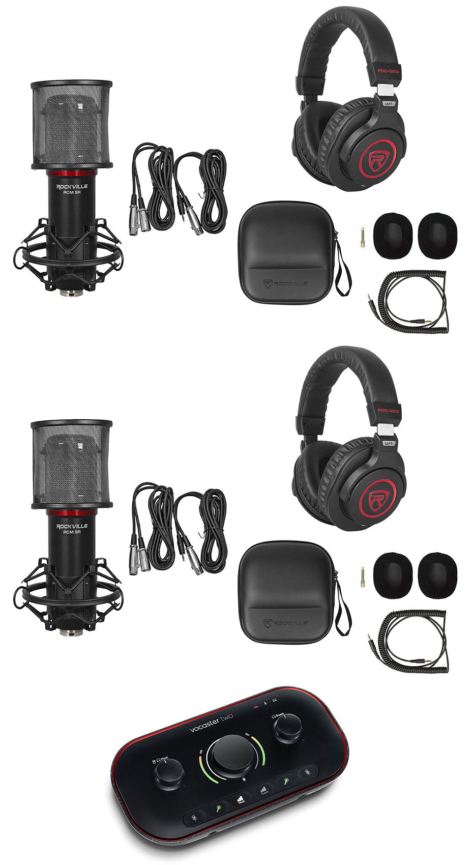 Focusrite Vocaster Two Person Podcast Podcasting Interface+Headphones+Mics