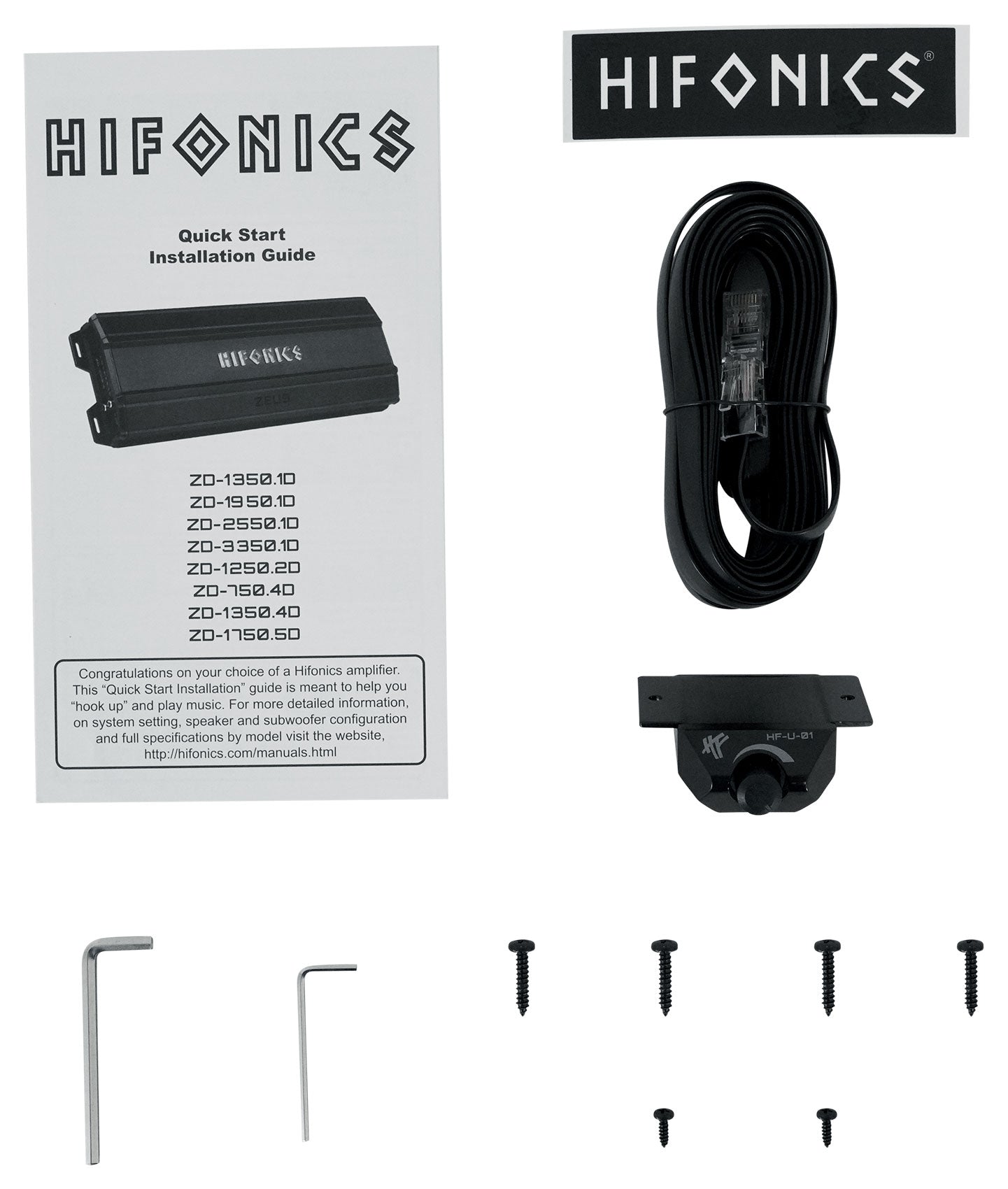 Hifonics ZD-1950.1D 1950 Watt Mono Car Audio Amplifier 1 Ohm Class-D+Amp Kit