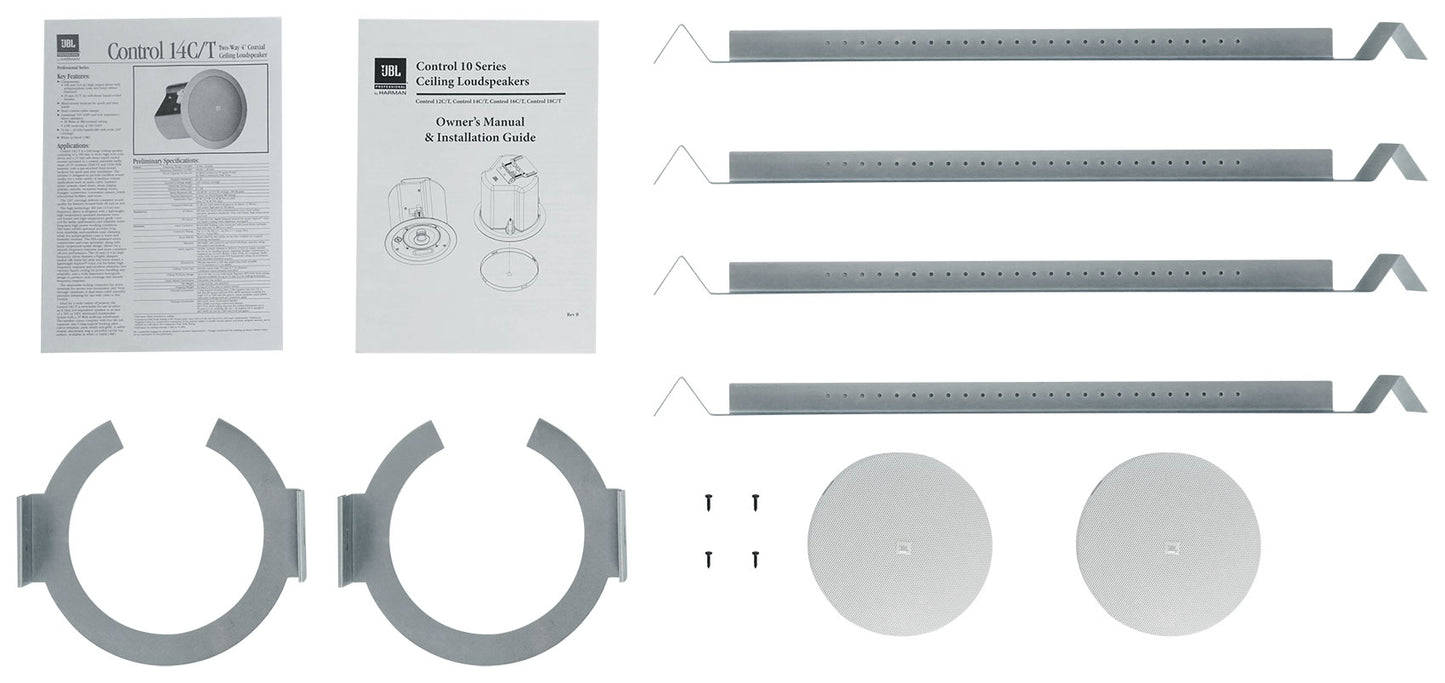 JBL Control 14C/T White 10-Pack + RCS350-6 6-Zone 350W Amp Bundle