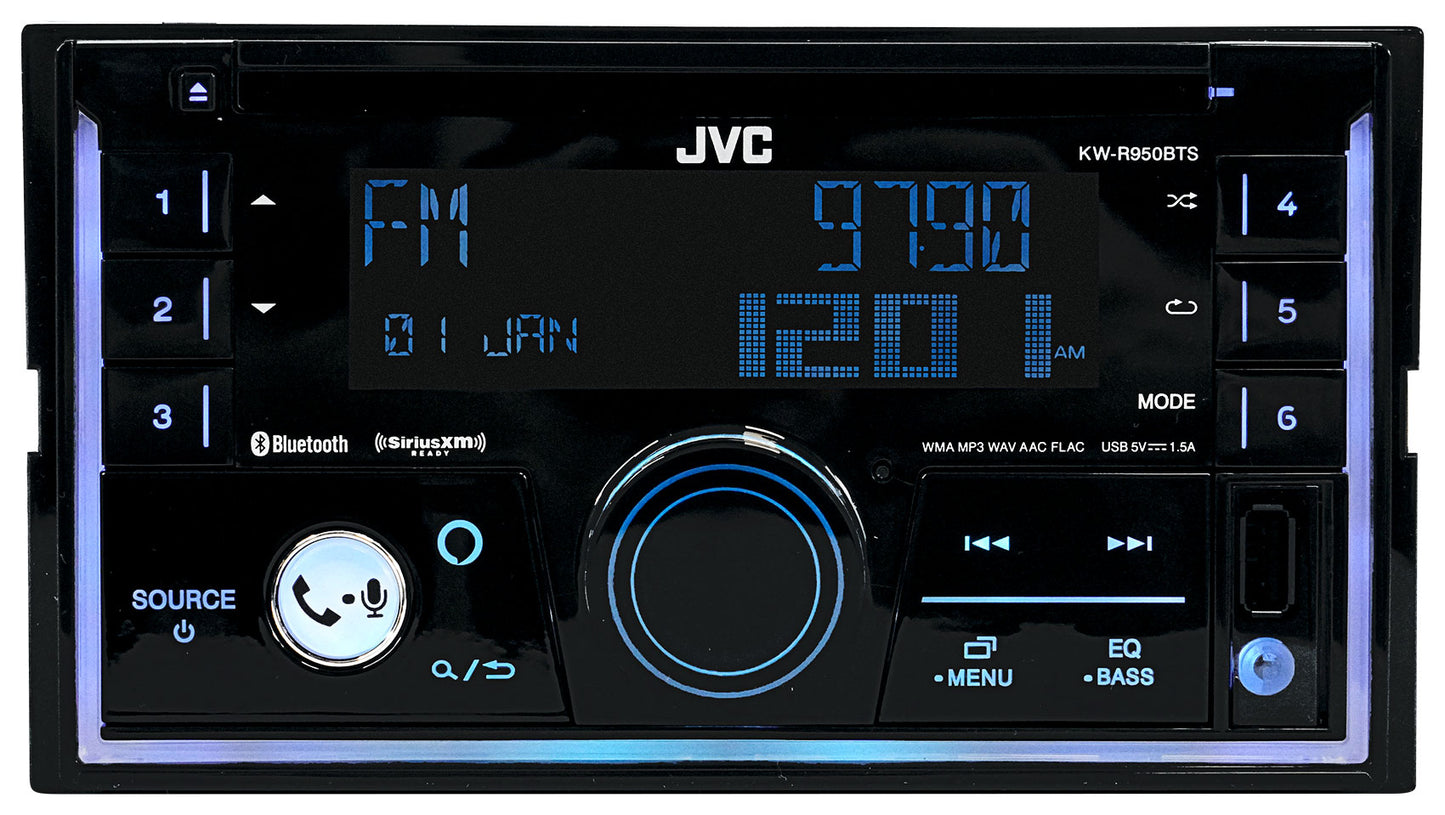 JVC KW-R950BTS Car Stereo CD Player w/Bluetooth/USB/XM Ready/Alexa/EQ+AUX Cable