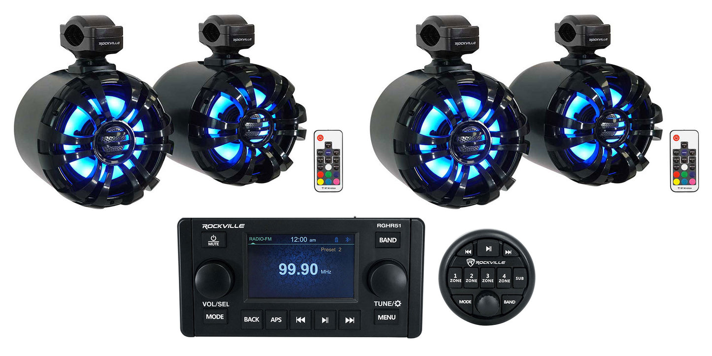 RGHR51 Marine Receiver + WB65KLED Black Tower Speakers Bundle