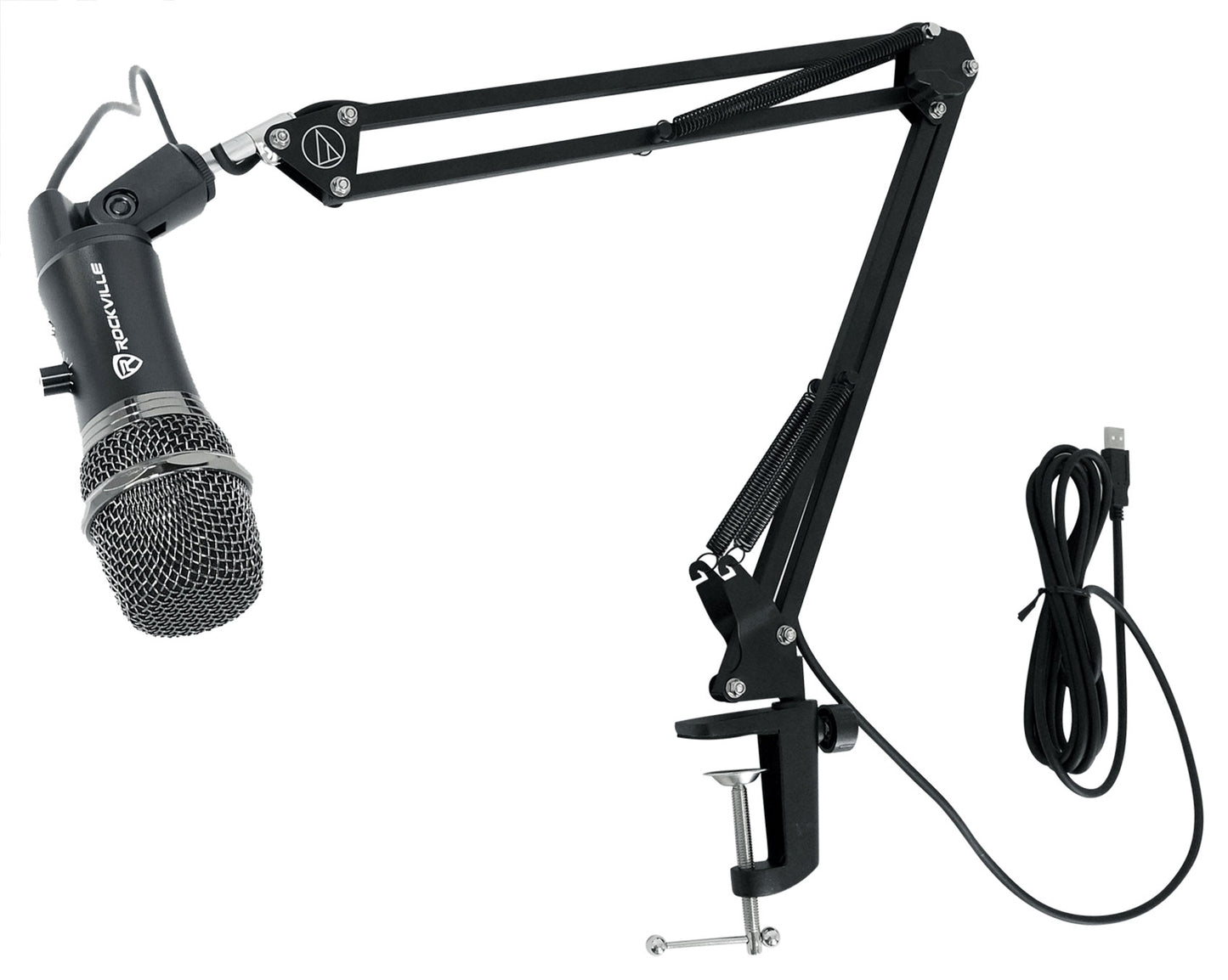 A-STREAM Live Streaming USB Microphone + Adjustable Studio Boom Arm Bundle