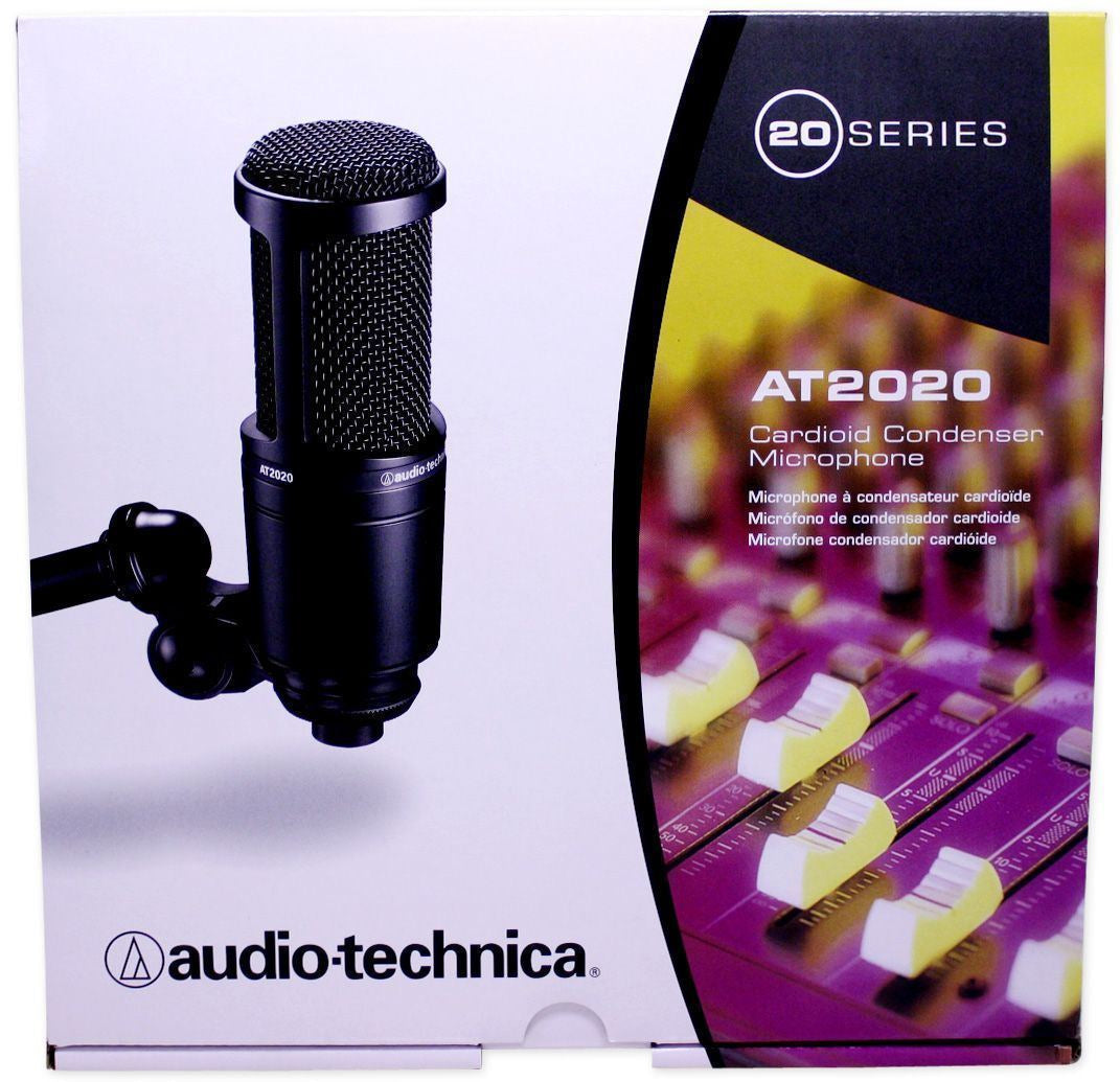 Audio Technica AT2020 Studio Recording Microphone+Pro Condenser Mic Boom Arm
