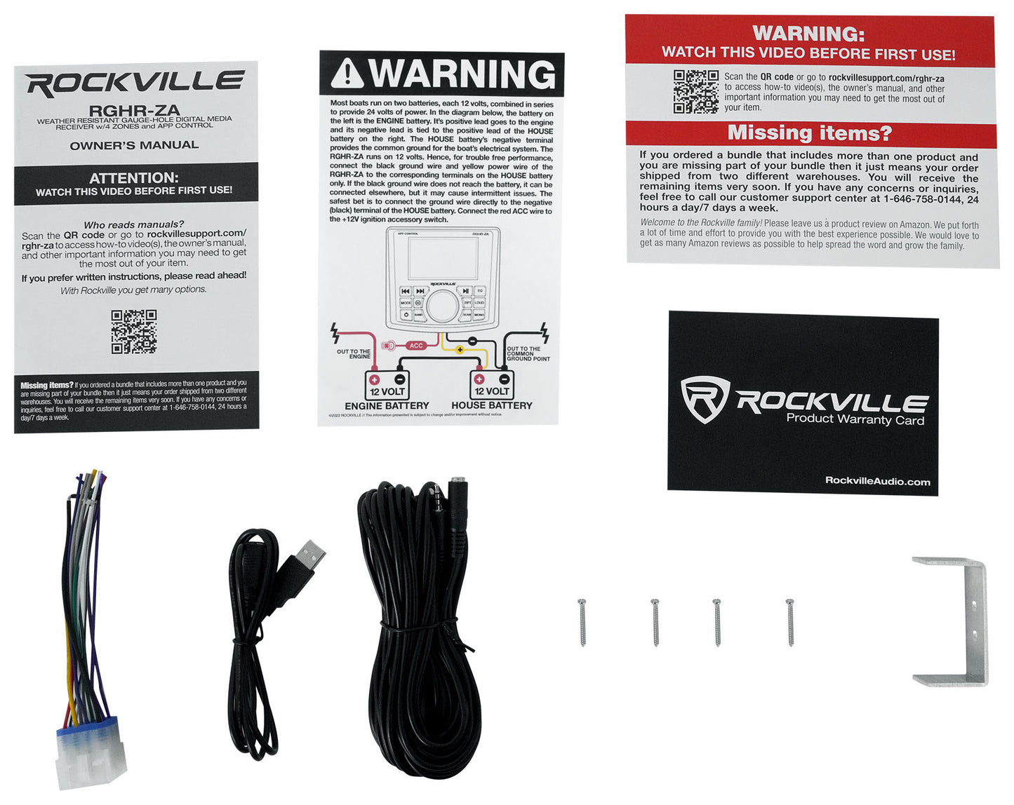 4 Zone Marine Receiver + 6.5" Black Coaxials 4-Pack Bundle