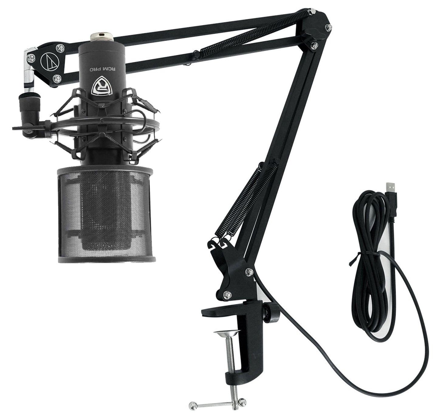 RCM PRO Microphone + Adjustable USB Boom Arm Bundle