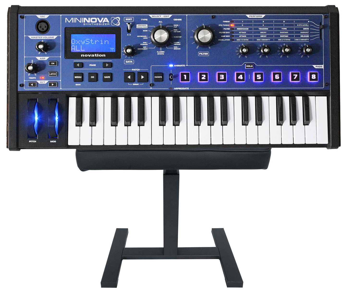 Novation MiniNova 37-Key USB MIDI Keyboard Synthesizer+Hydraulic Air Lift Bench