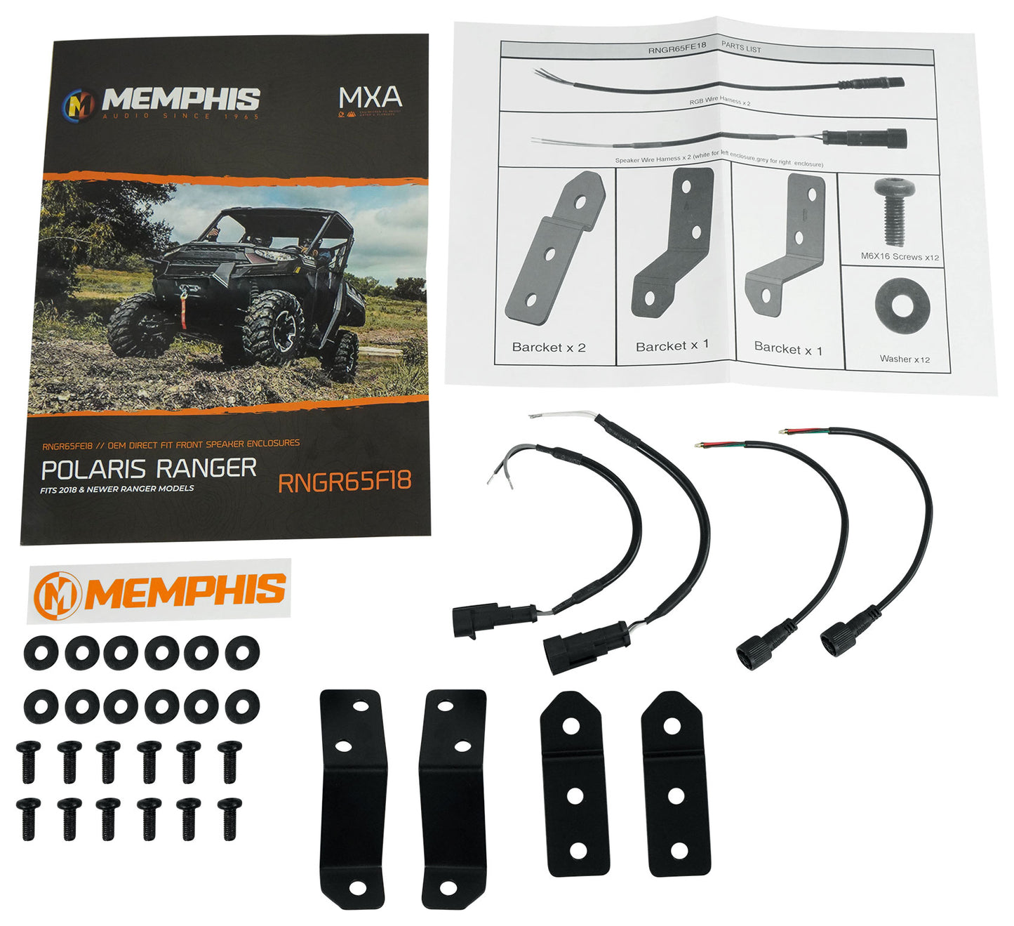 Pair Memphis RNGR65FE Speakers+Pods+LED Tower Speakers For 2018+ Polaris Ranger