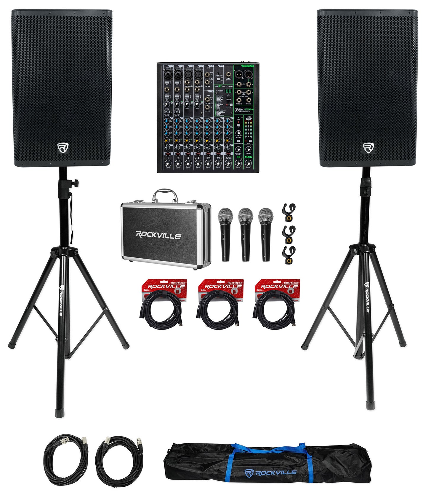 DX15 2-Pack + ProFX10v3 Mixer + 3 Wired Mics Bundle