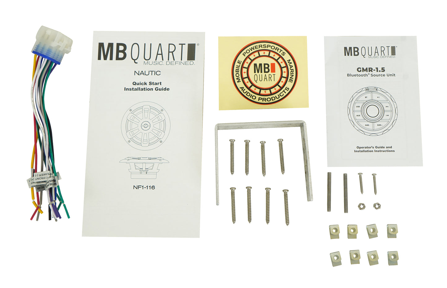 MB QUART GMR1.5S2B Marine Gauge Bluetooth Receiver+(2) Black 6.5" Tower Speakers