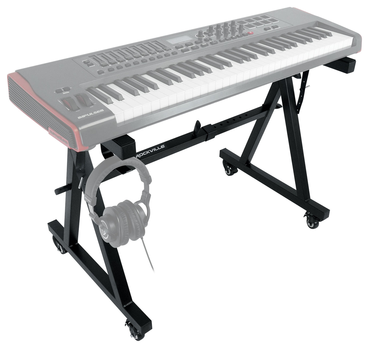 Rockville Z40W Keyboard Stand + KS1 DJ Shelf Bundle