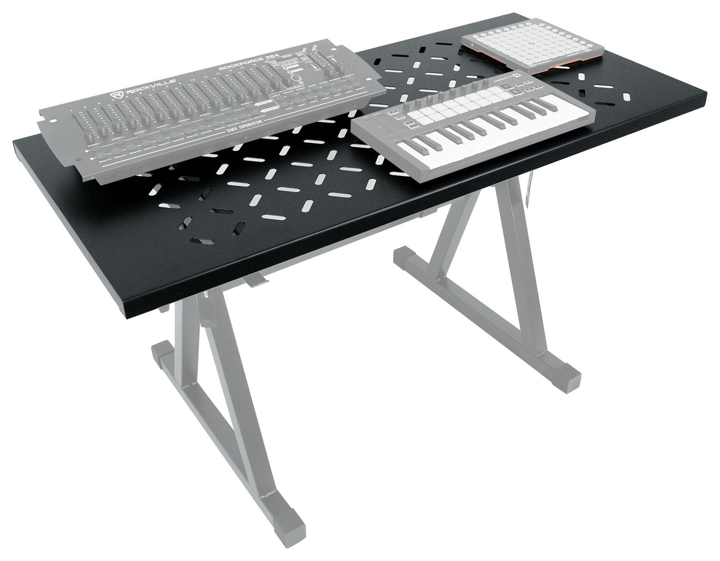 Rockville Z55 Keyboard Stand + KS1 DJ Shelf Bundle