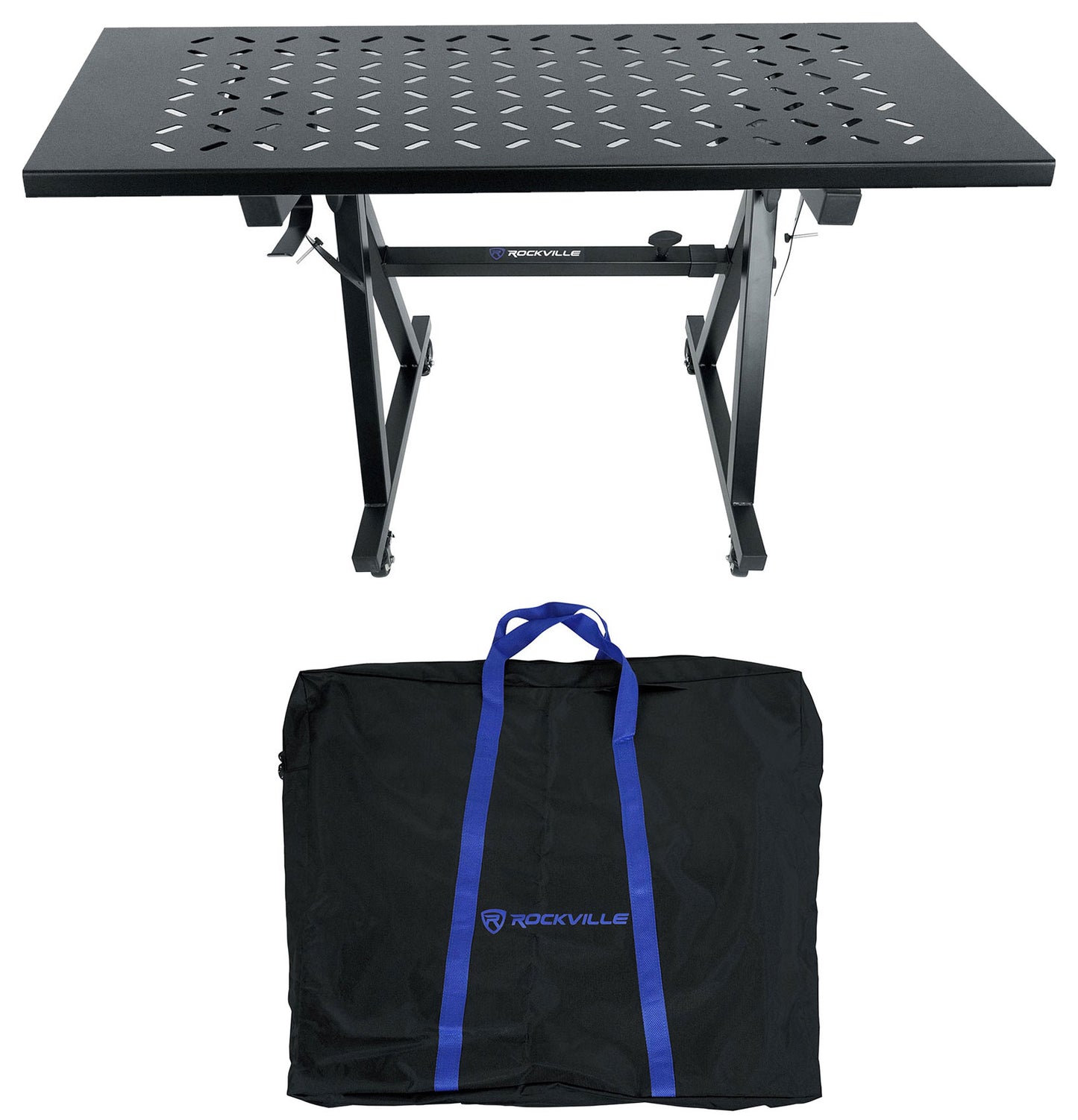 Rockville Z40W Keyboard Stand + KS1 DJ Shelf Bundle