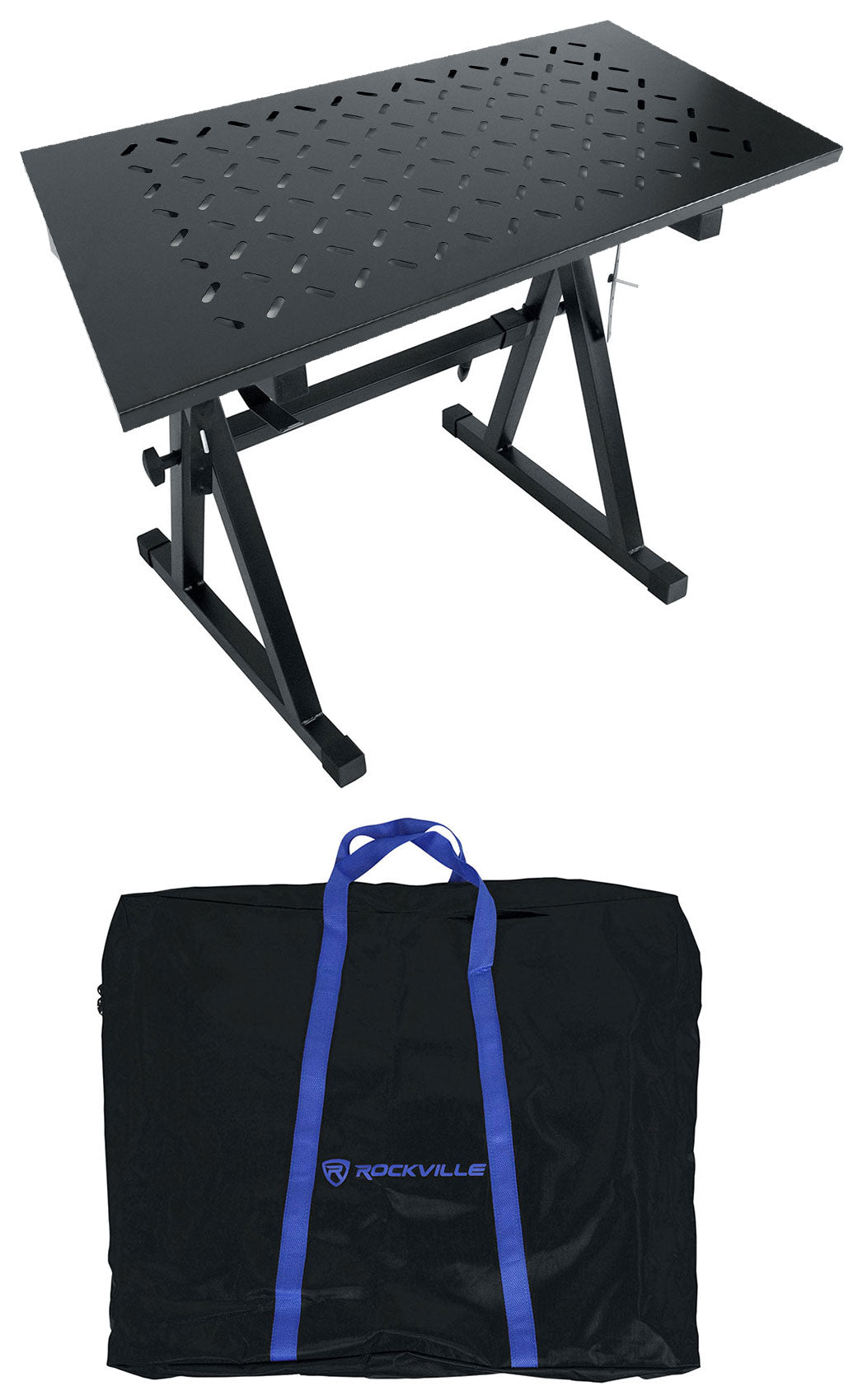 Rockville Z50 Keyboard Stand + KS1 DJ Shelf Bundle