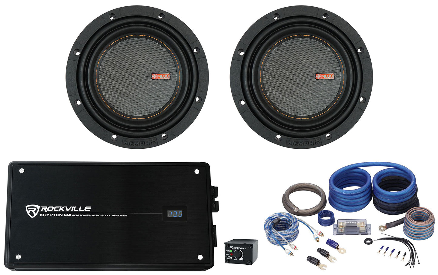 (2) Memphis Audio MOJO MJM612 6.5" 1400w Competition Car Subwoofers+Amp+Wire Kit