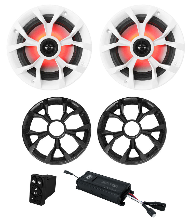 Memphis MX300.2 300w 2-Channel Amplifier+(2) LED Speakers+Bluetooth Controller