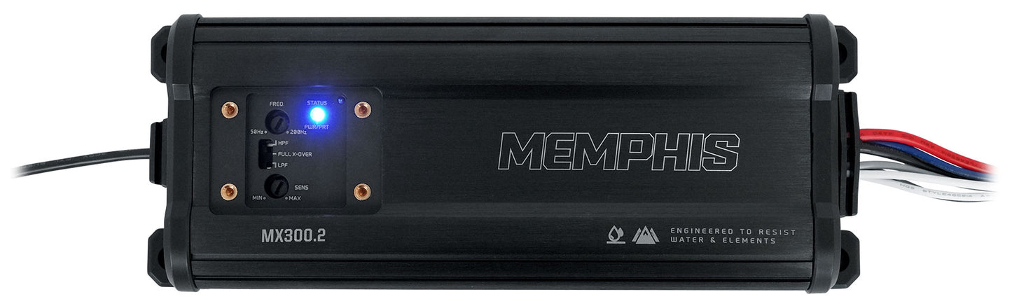 Memphis Audio MX300.2 300W 2 Channel ATV UTV Amplifier+5.25" LED Tower Speakers
