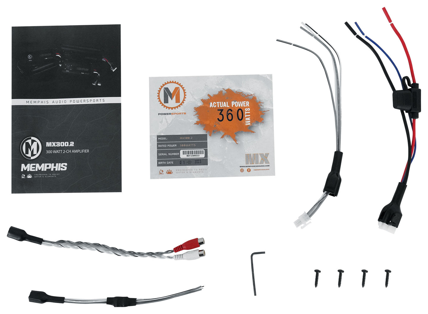 Memphis Audio MX300.2 300W 2 Channel ATV UTV Amplifier+5.25" LED Tower Speakers