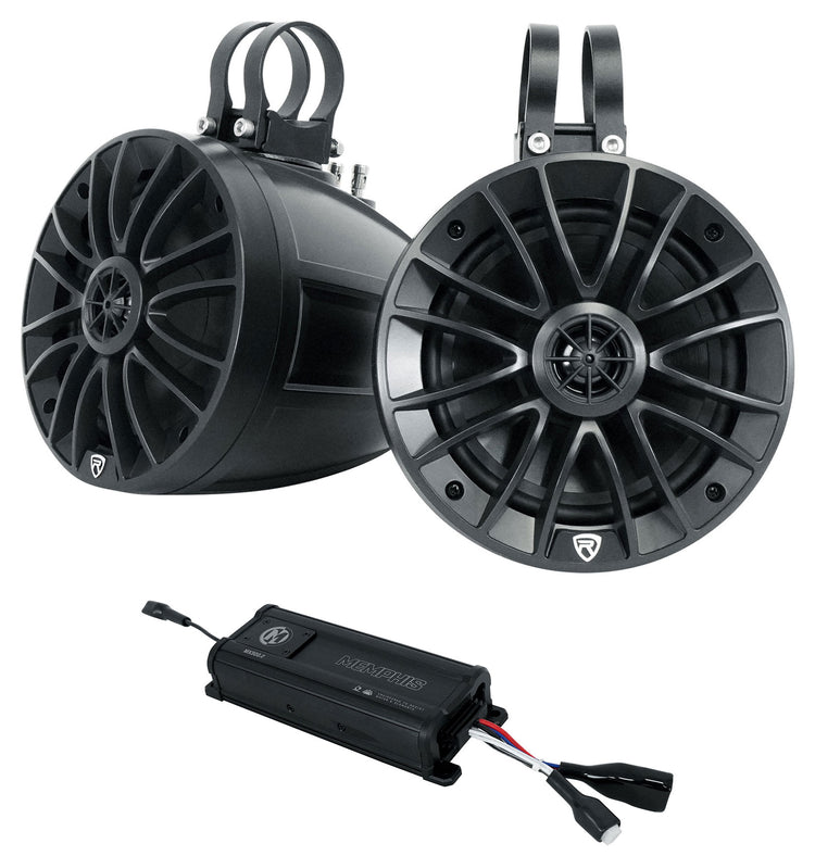 Memphis Audio MX300.2 300w 2 Channel ATV UTV Amplifier+(2) 6.5" Tower Speakers