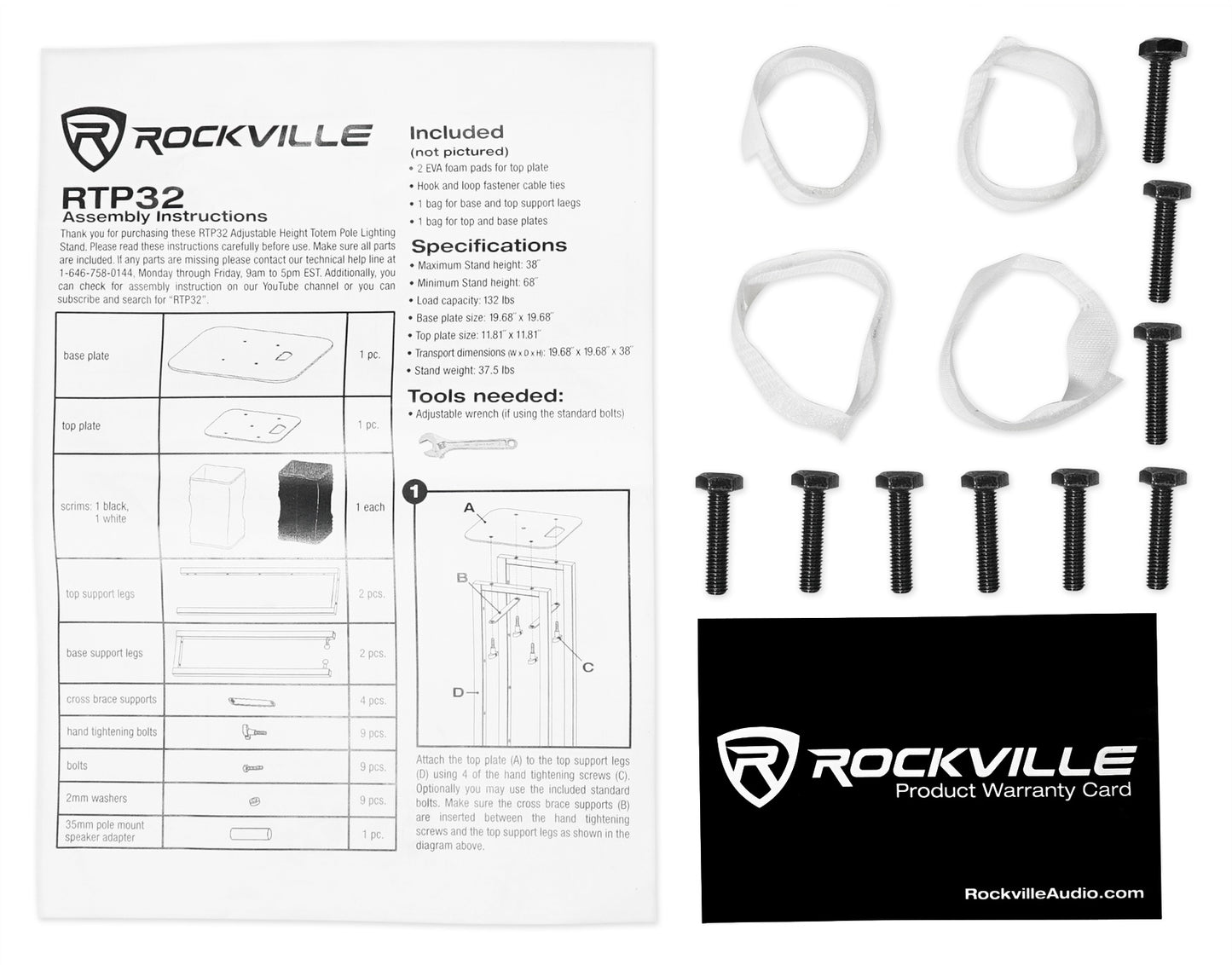 ROCK SPOT 260W 2-Pack + RTP32B Black Totem Stands Bundle
