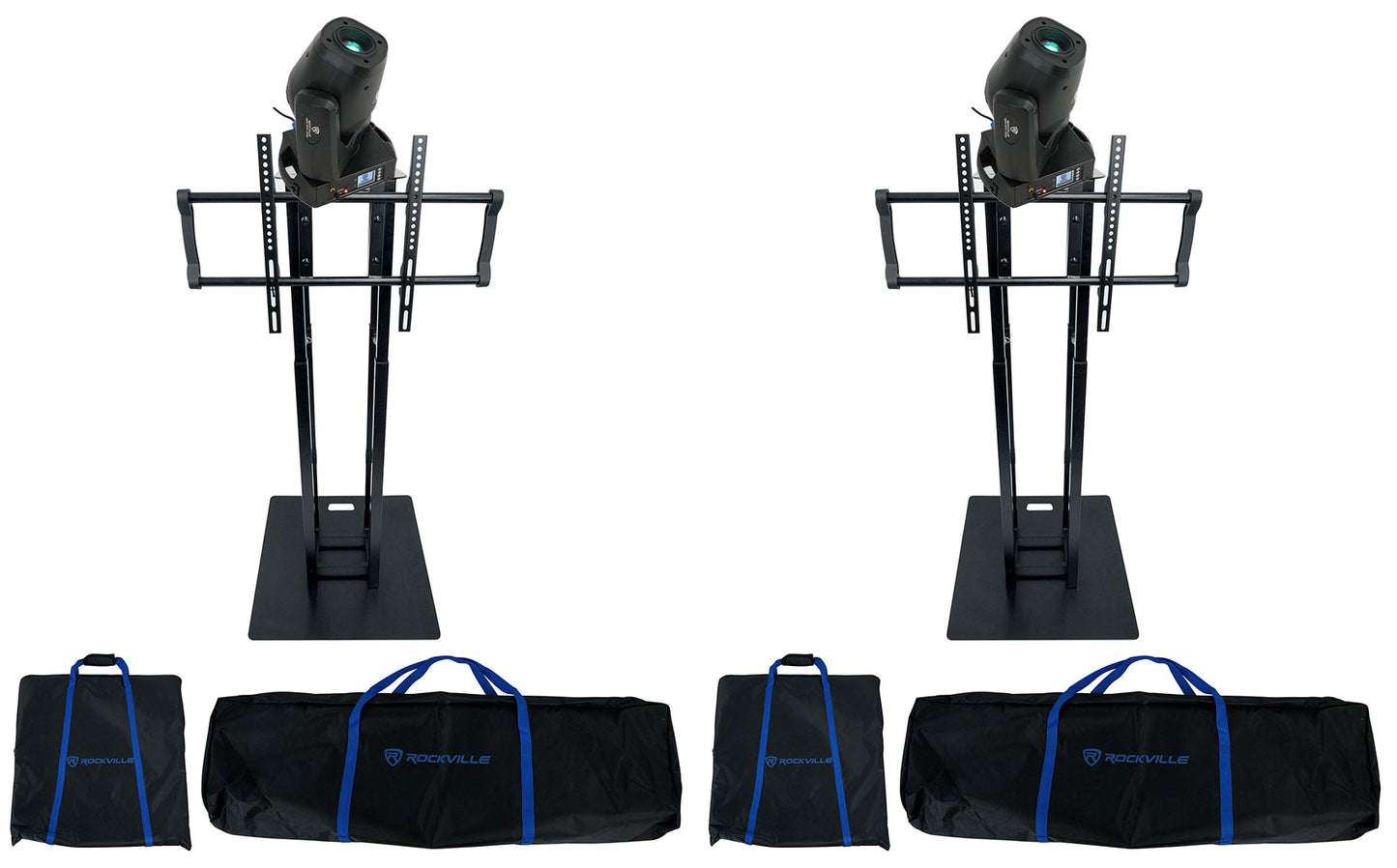 ROCK SPOT 260W 2-Pack + RTP33-TV Black Totem/TV Stands Bundle