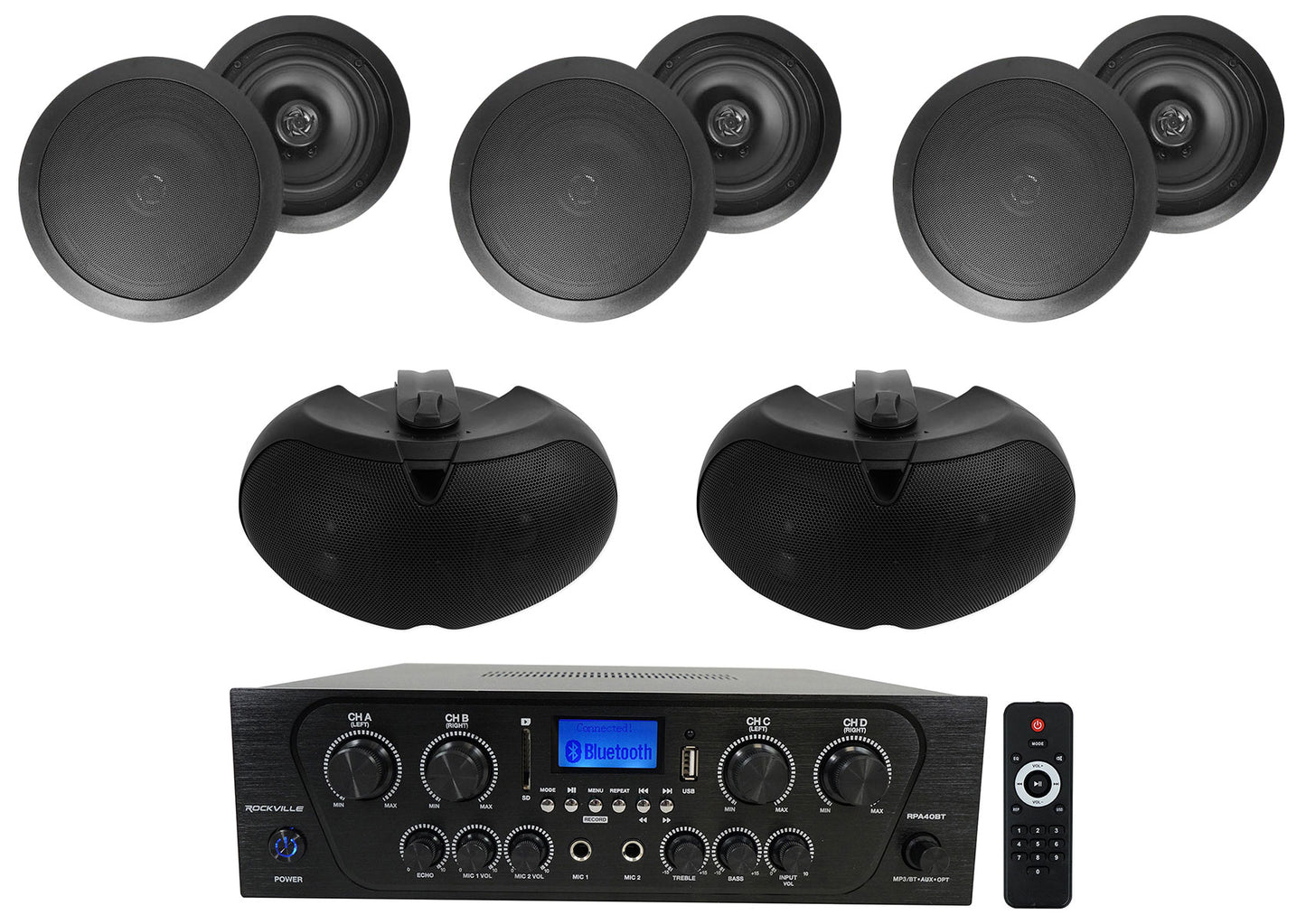 RPA40BT + HC655 Black 6-Pack + D4-8 Black 2-Pack Bundle