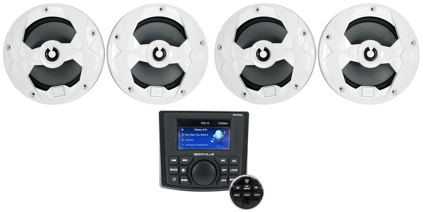 MS65W White 4-Pack + 4-Zone Marine Receiver Bundle