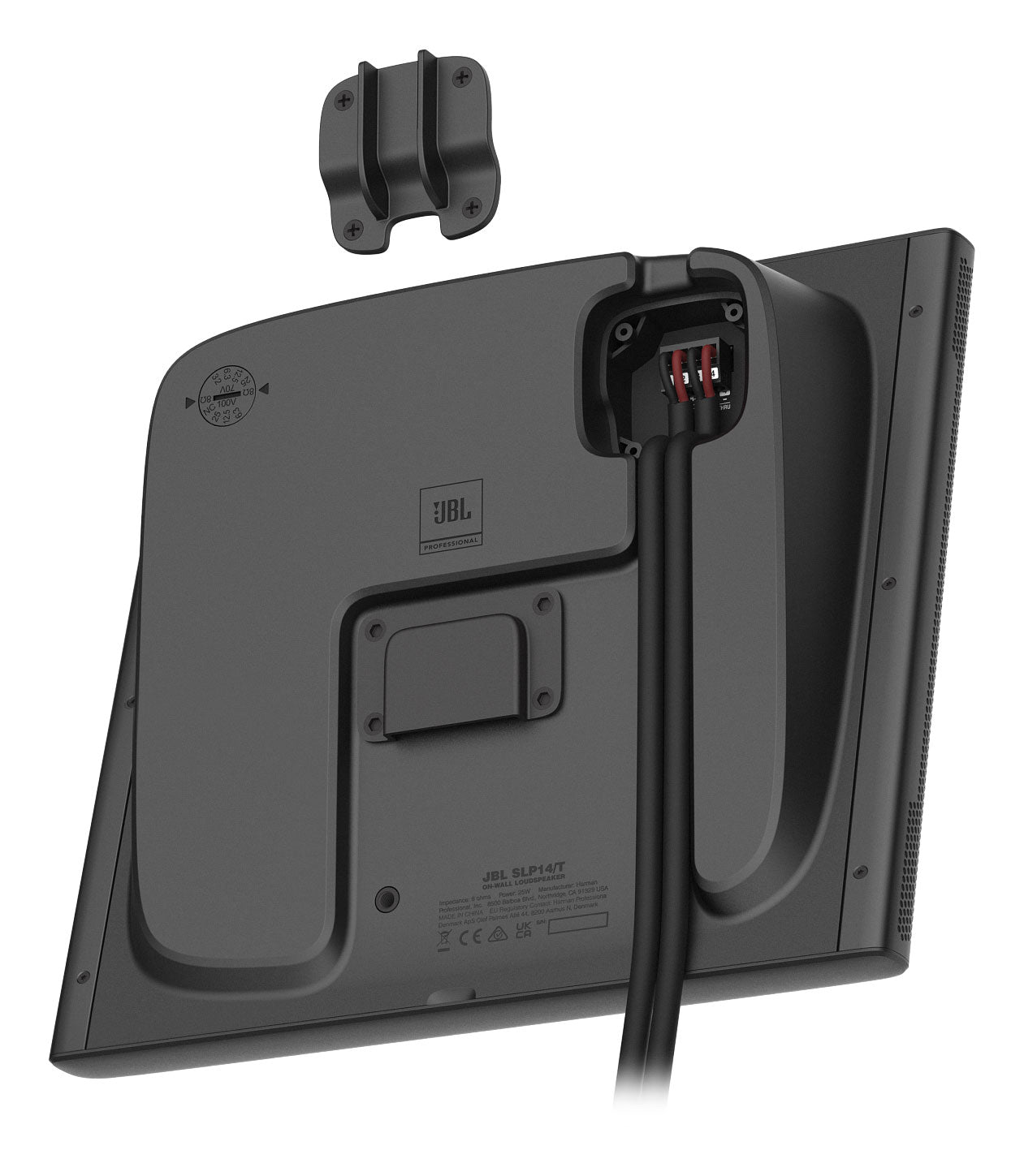 6) JBL SLP12/T-BK Sleek Low-Profile On Wall Mount 3" 70v Commercial Speakers+Amp