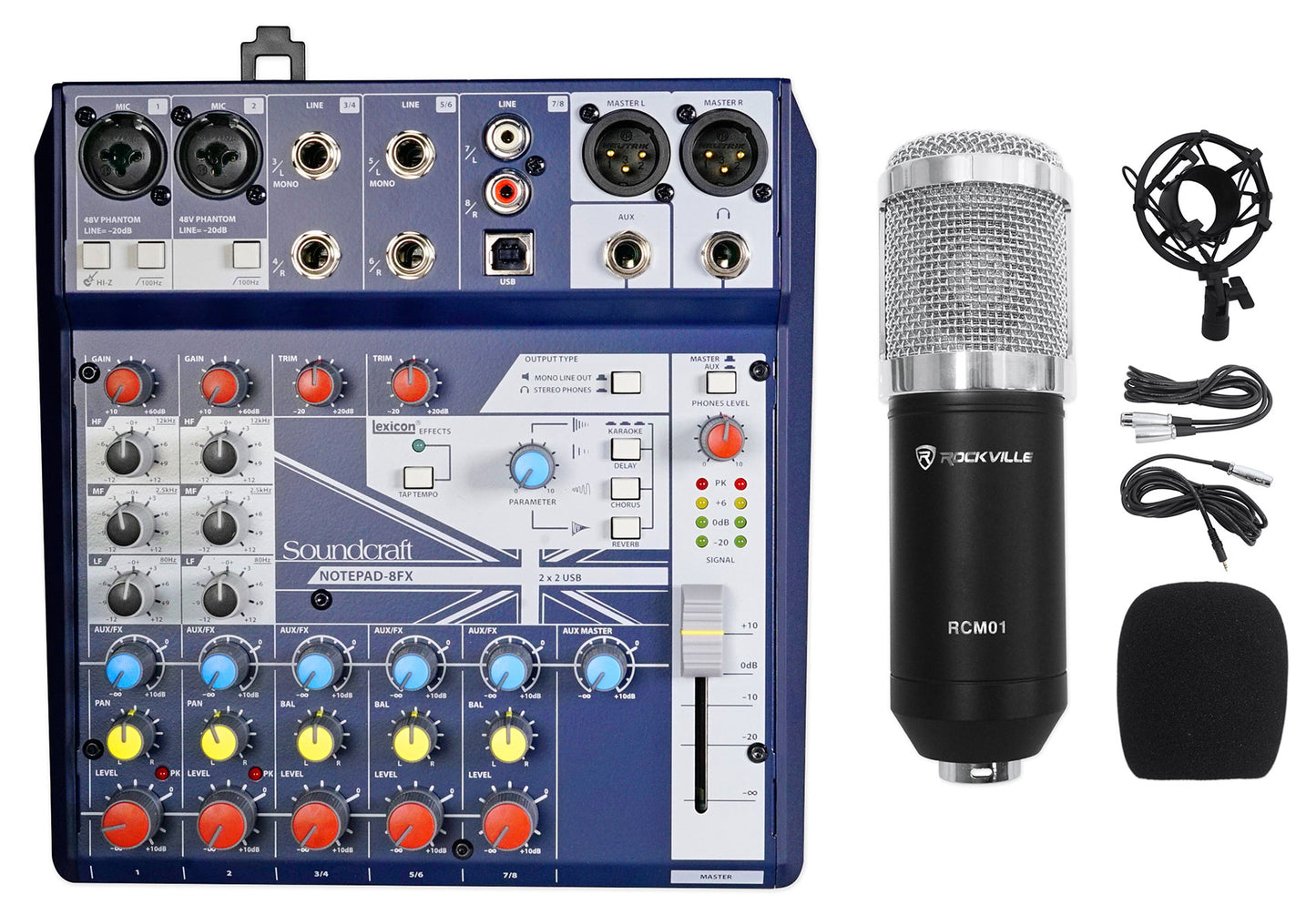 Soundcraft Notepad-8FX 8-Channel USB Mixer Podcasting Interface + Recording Mic