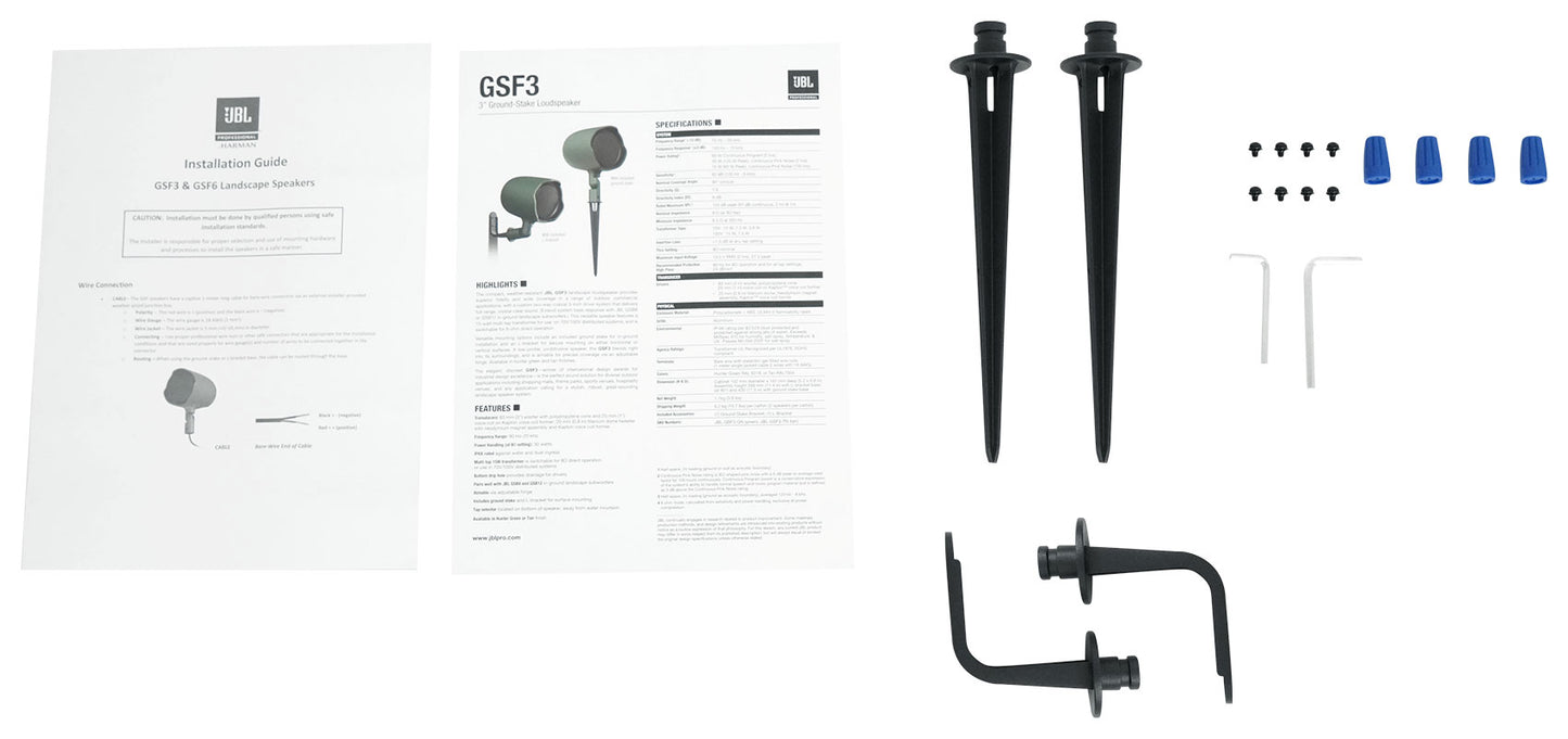 (8) JBL GSF3-TN 6.5" Landscape Ground Stake/Wall 70v Commercial Speakers+Amp