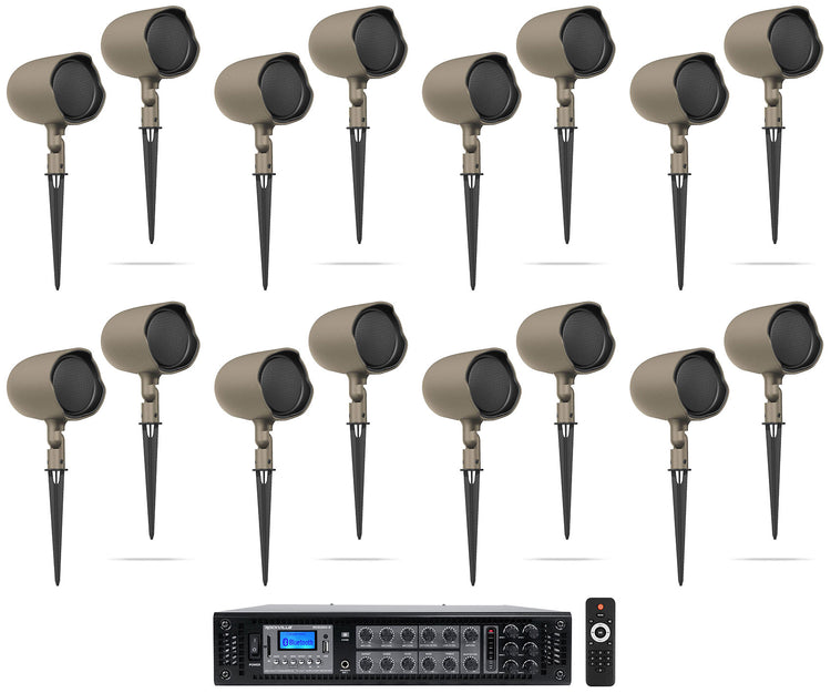 (16) JBL GSF3-TN 3" Landscape Ground Stake/Wall 70v Commercial Speakers+Amp