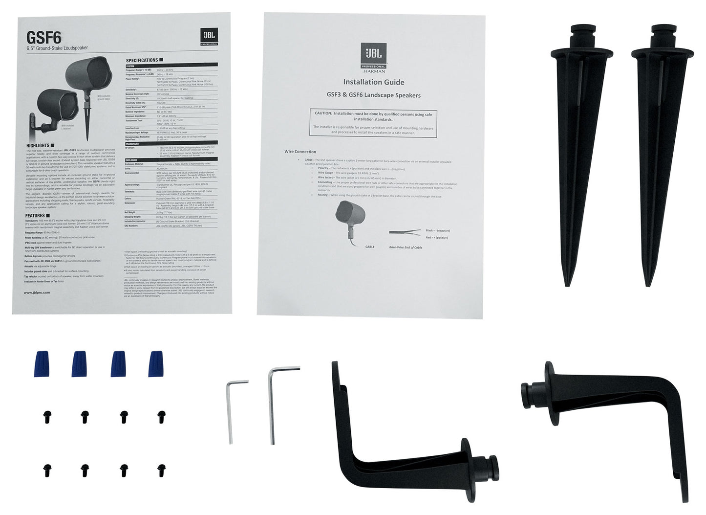 (10) JBL GSF6-TN 6.5" Landscape Ground Stake 70v Commercial Speakers+12" Sub+Amp