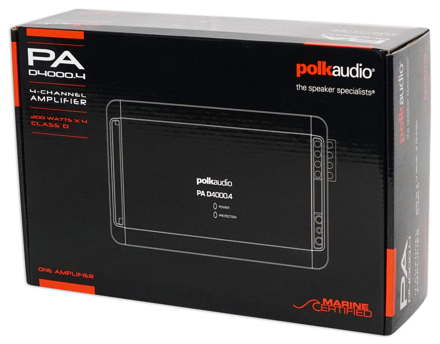 Polk Audio PAD4000.4 800w RMS 4-Channel Marine Boat Amplifier+Amp Kit PA D4000.4