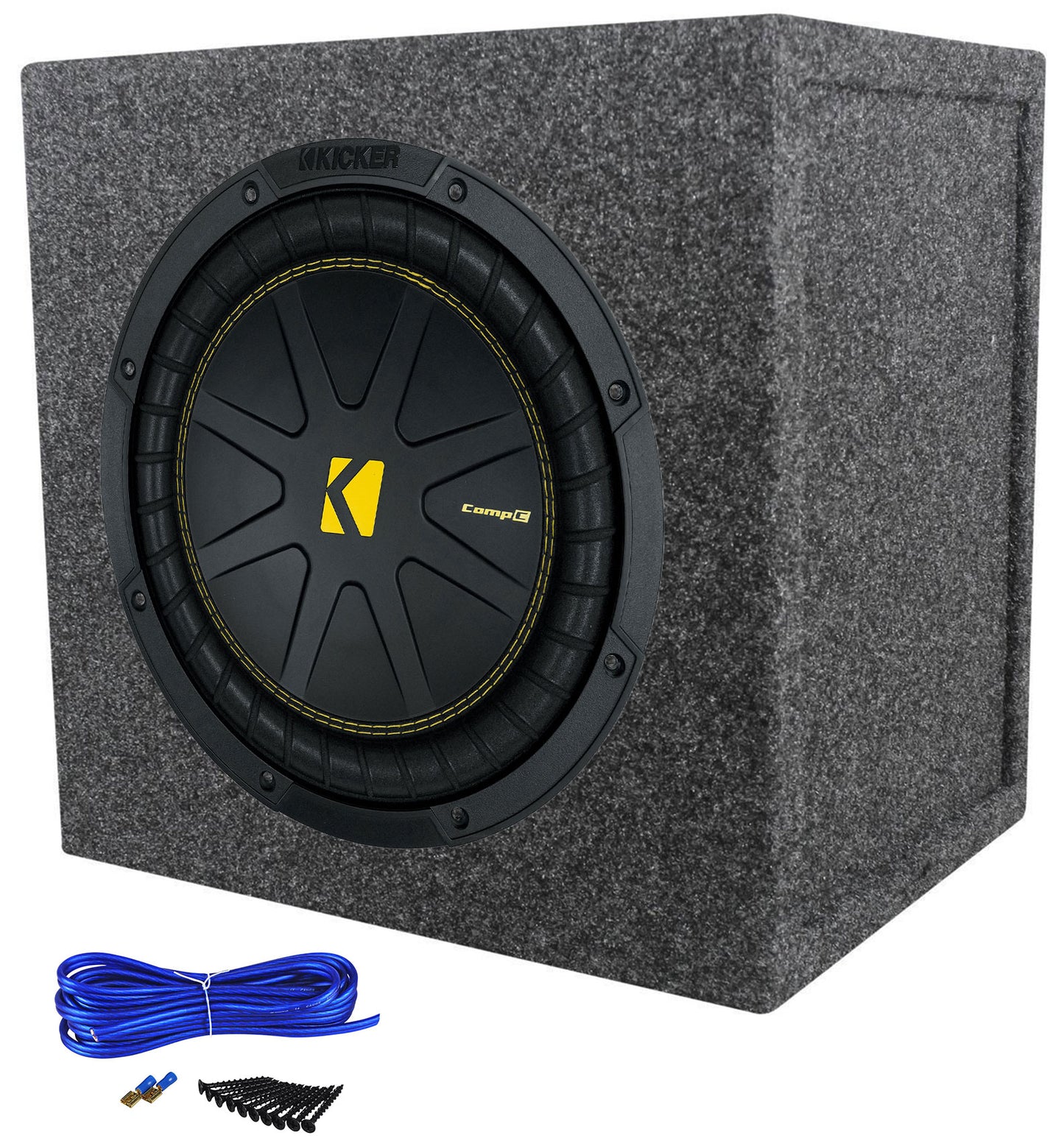Kicker 50CWCS104 CompC 10" SVC 4 ohm Subwoofer+Sealed Sub Box Enclosure CWCS104