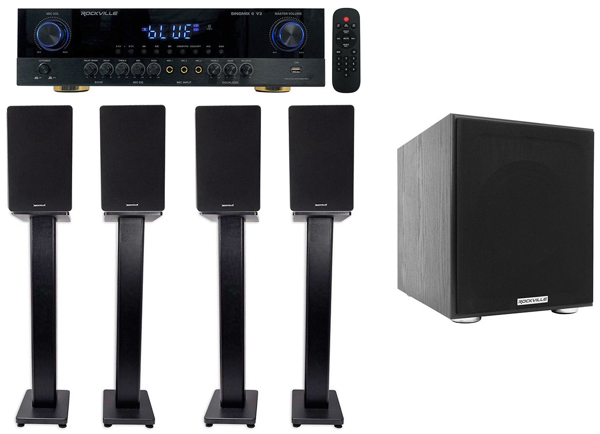 SINGMIX 5 V2 Amplifier + RockShelf 68B Speakers 4-Pack Bundle